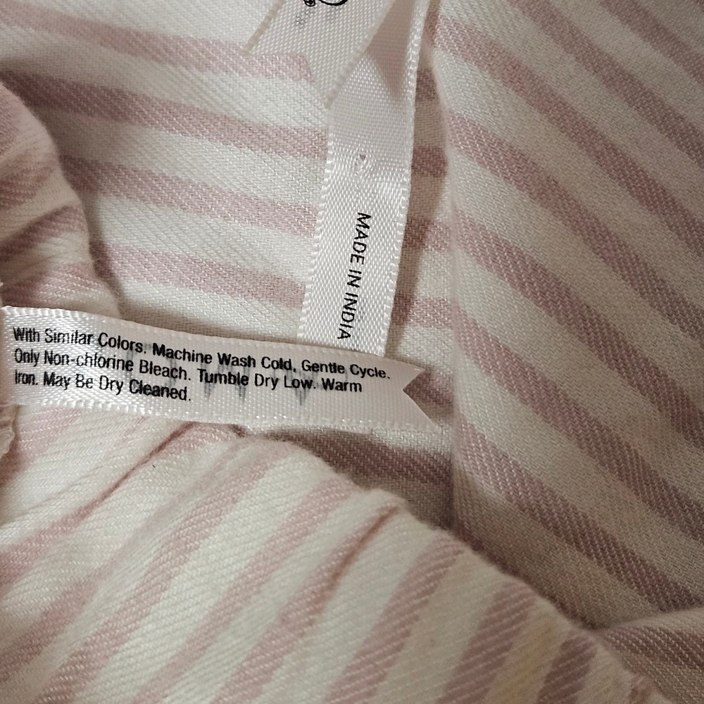 Soma Pajama Set Pink Stripe Button Top Shorts Ruffle Trim Lounge Women's XL - Picture 6 of 6